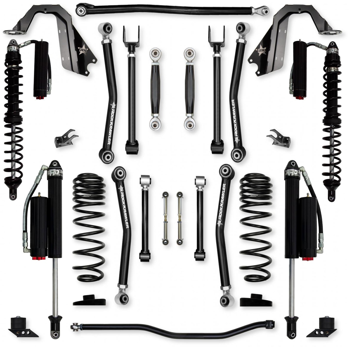4.5 Inch Adventure X Coilover No Limits Mid-Arm Suspension System for Jeep Wrangler JLU Gas Models Comp System Stage 2 Rock Krawler