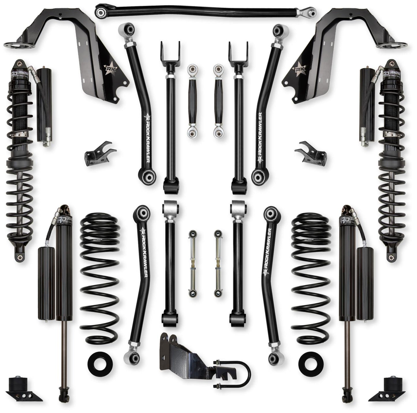 4.5 Inch Adventure X Coilover No Limits Mid-Arm Suspension System for Jeep Wrangler JLU Diesel Models Comp Stage 1 Rock Krawler