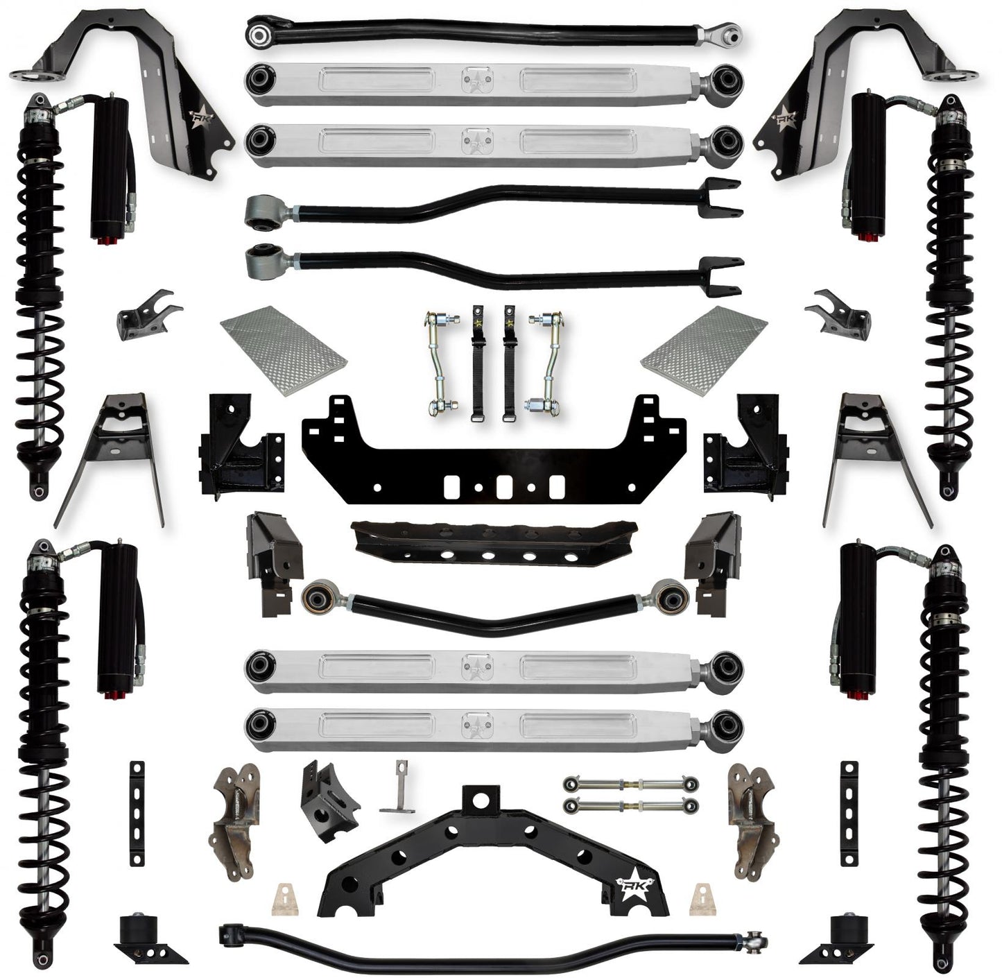 4.5 Inch Adventure X2 Pro Elite Coilover Long-Arm Suspension System for Jeep Wrangler JLU Gas Models Trail Runner System Stage 2 Rock Krawler