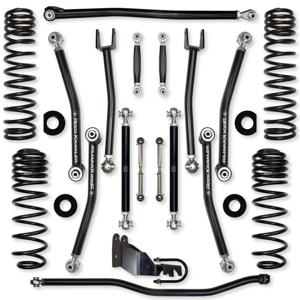 4.5 Inch X-Factor No Limits Mid-Arm Suspension System for Jeep Wrangler JLU 4XE Models Comp Stage 1 With No Shocks Rock Krawler