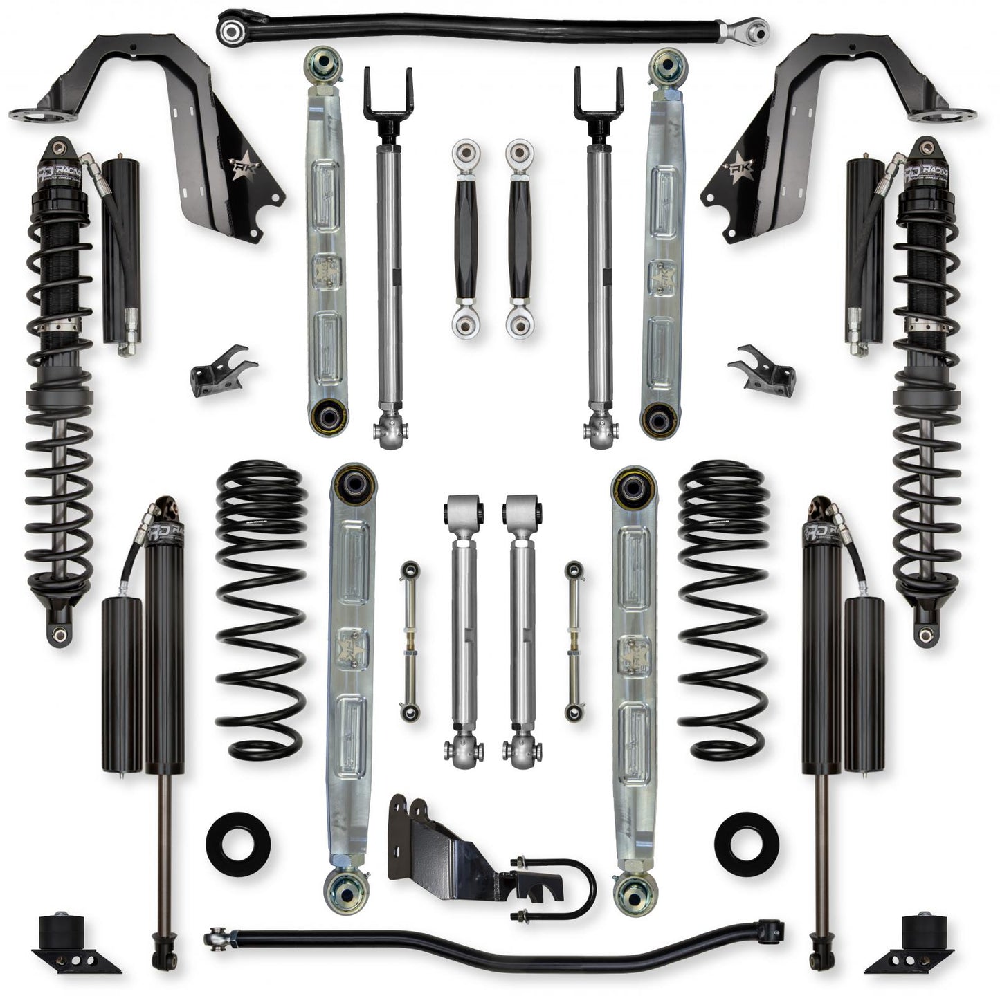4.5 Inch X-Factor Pro Elite Coilover Mid-Arm No Limits Suspension System for Jeep Wrangler JLU Diesel Models Comp Stage 1 Rock Krawler
