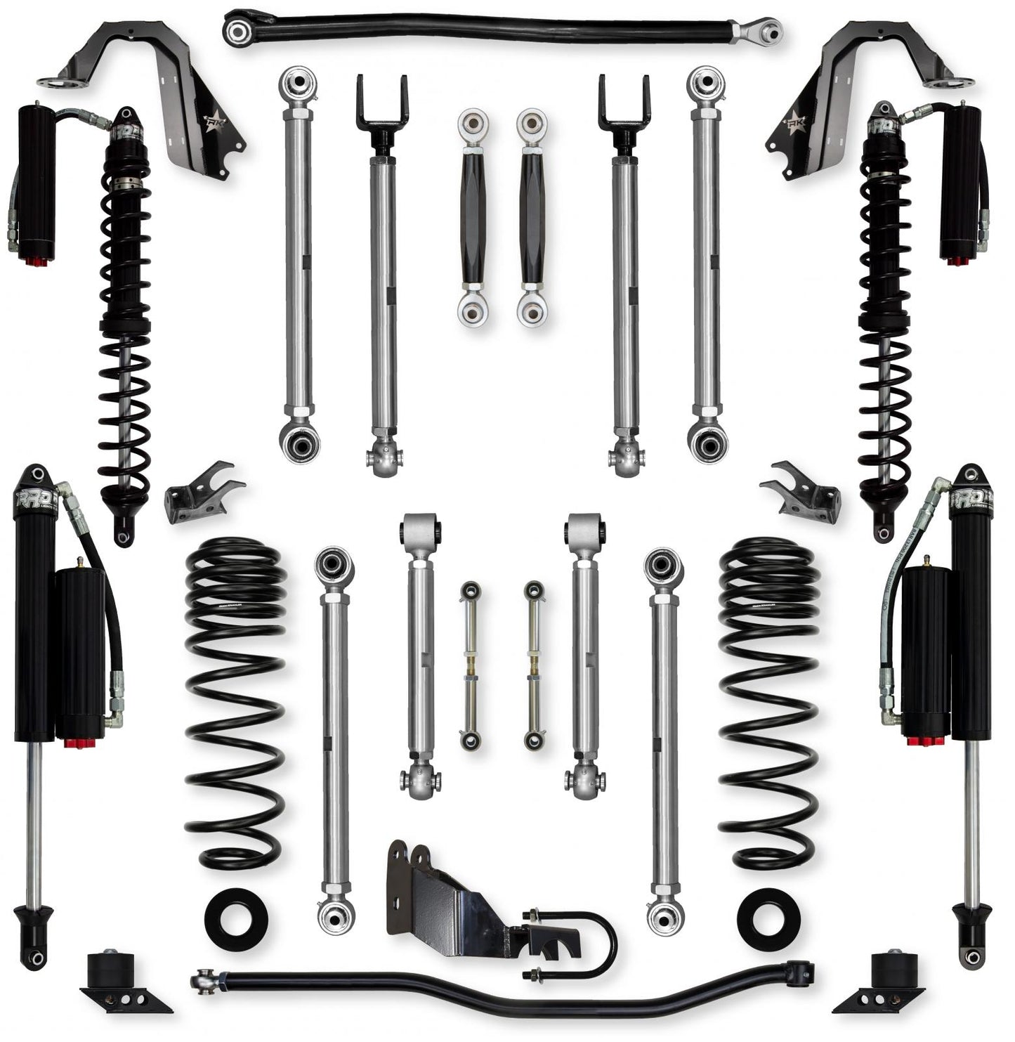 4.5 Inch X-Factor PRO Coilover No Limits Mid-Arm Suspension System for Jeep Wrangler JLU Gas Models Comp System Stage 2 Rock Krawler