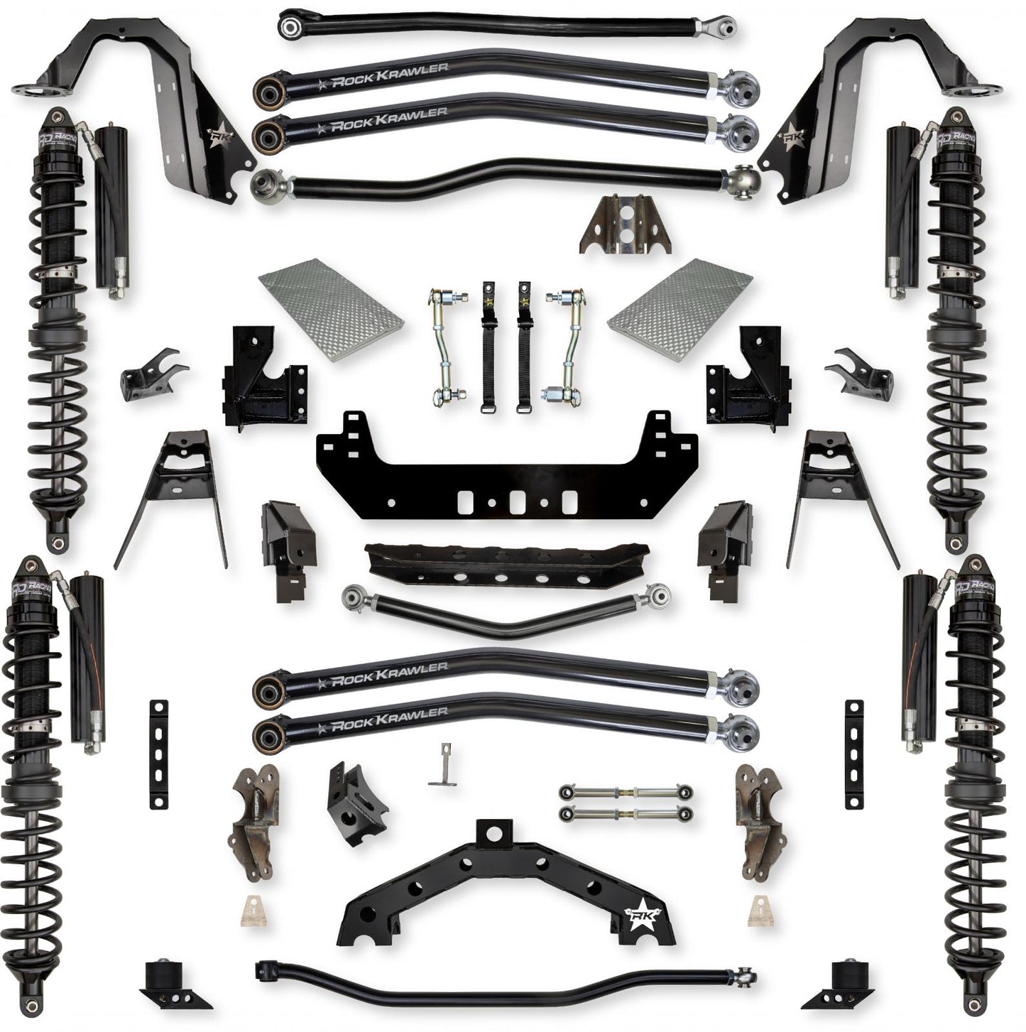 4.5 Inch X-Factor X2 Coilover Long-Arm Suspension System for Jeep Wrangler JL Gas Models Trail Runner System Stage 1 Rock Krawler