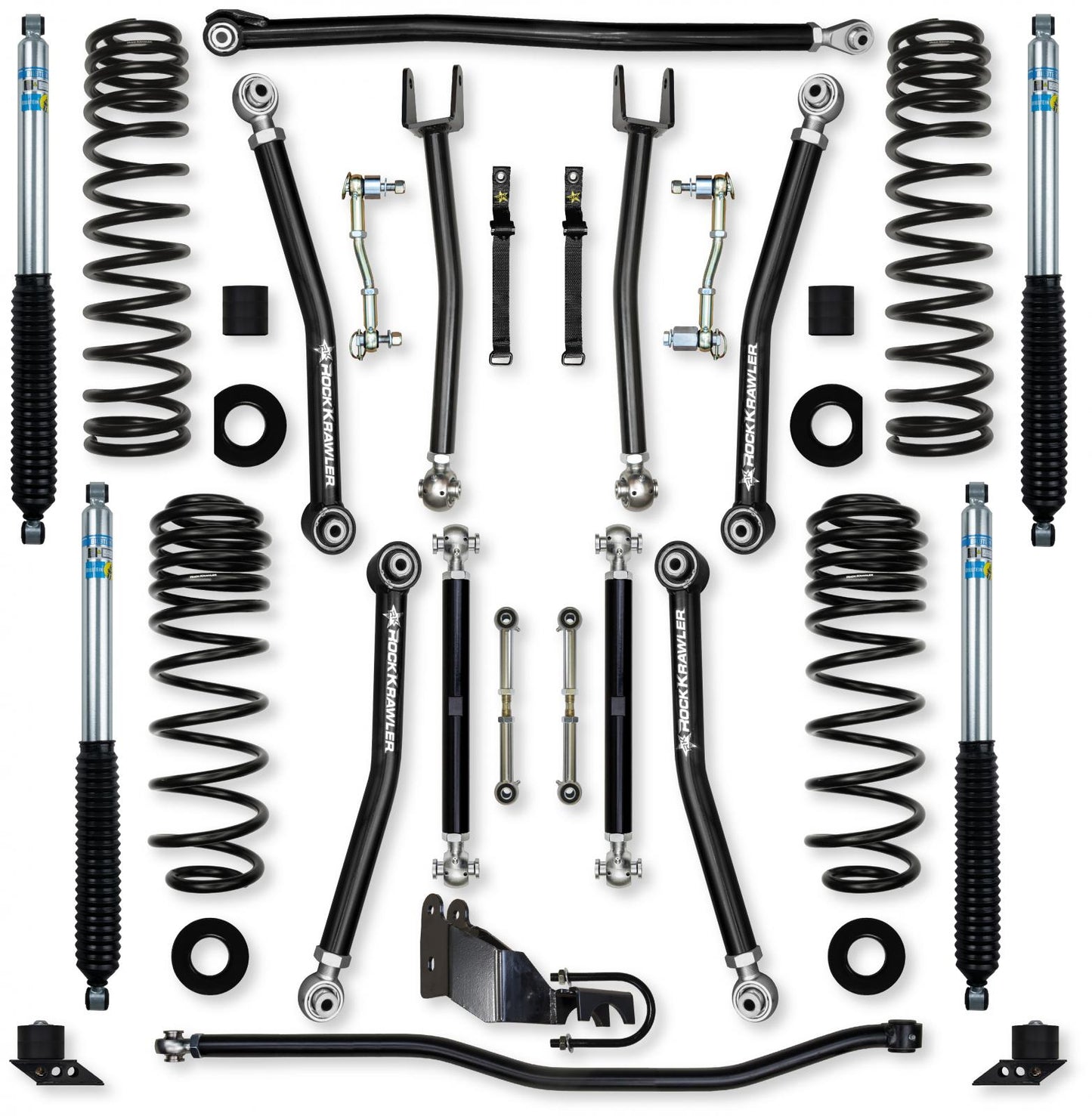 4.5 Inch X-Factor Mid-Arm Suspension System for Jeep Wrangler JLU 4XE Models With Bilstein Shocks Rock Krawler