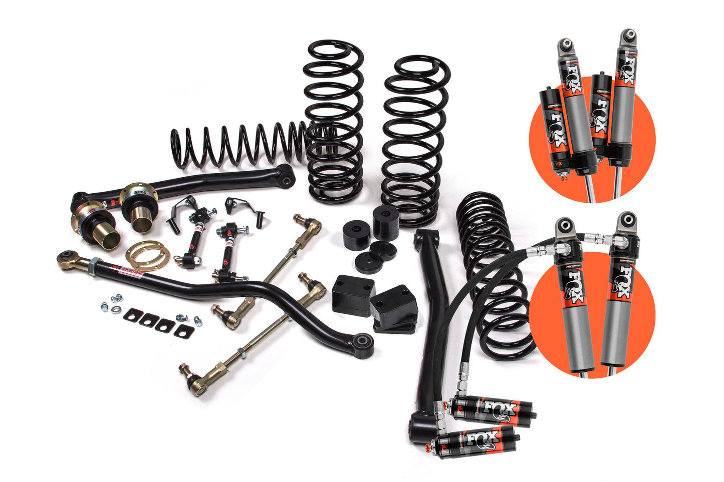 2018-2026 Jeep Wrangler JL J-Lander 3.5 Inch Lift Kit 4 Door w/Fox 2.5 Performance Elite Shocks HD Rate Coils JSPEC JKS Manufacturing