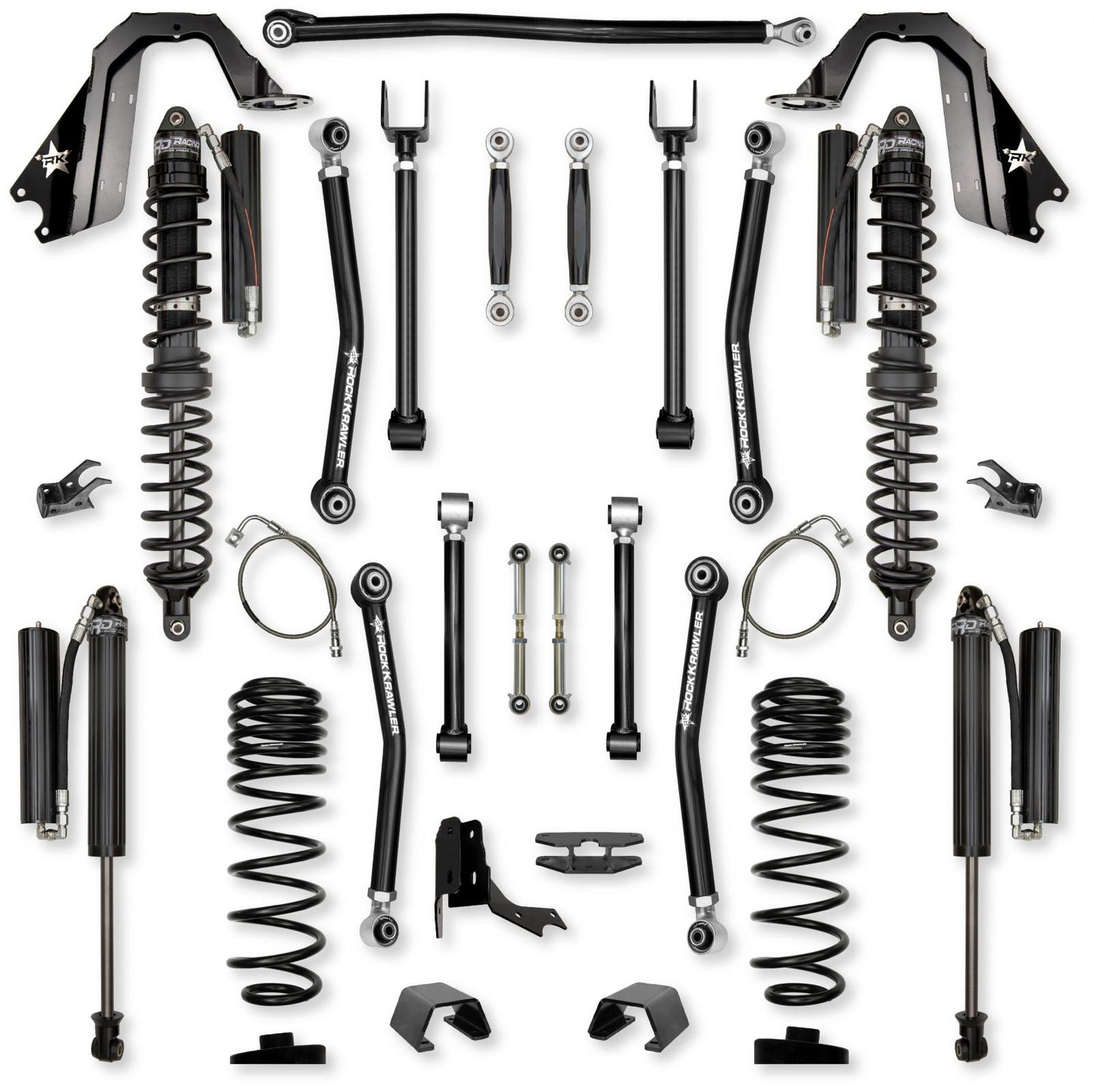 4.5 Inch Adventure X Coilover No Limits Mid-Arm Suspension System for Jeep Gladiator JT Gas Models Comp Stage 1 Rock Krawler