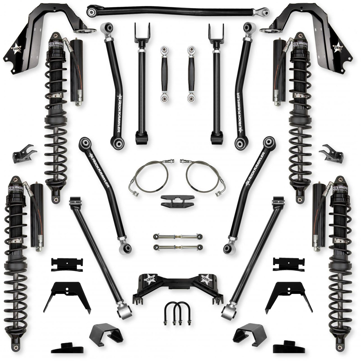 4.5 Inch Adventure X Pro Coilover No Limits Mid-Arm Suspension System for Jeep Gladiator JT Gas Models Trail Runner System Stage 1 Rock Krawler