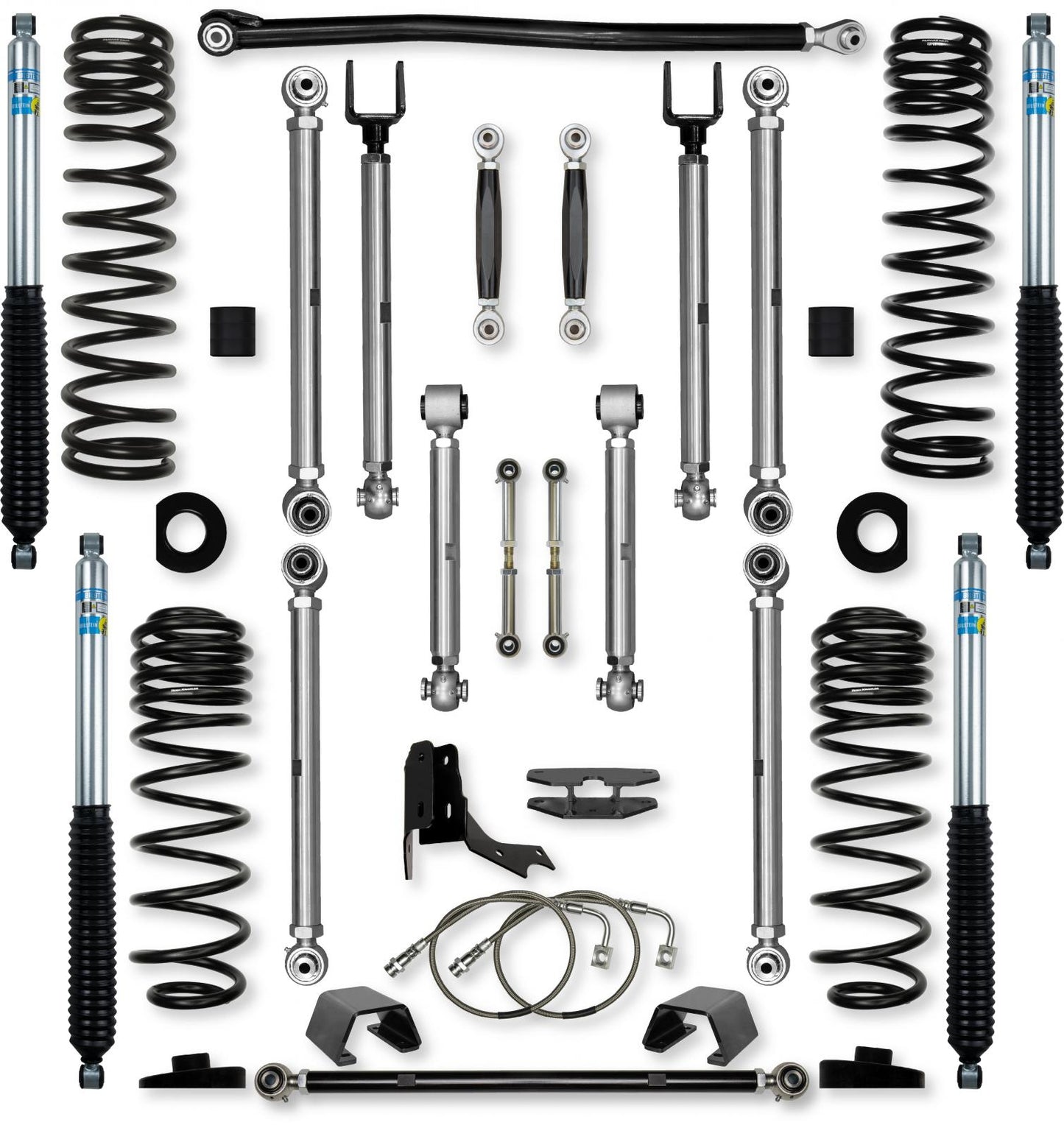4.5 Inch X-Factor PRO No Limits Mid-Arm Suspension System for Jeep Gladiator JT Diesel Models With Bilstein Shocks Rock Krawler