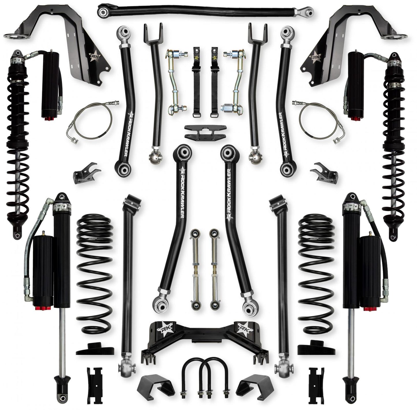 4.5 Inch Pro X Coilover Mid-Arm Suspension System for Jeep Gladiator JT Gas Models Comp System Stage 2 Rock Krawler