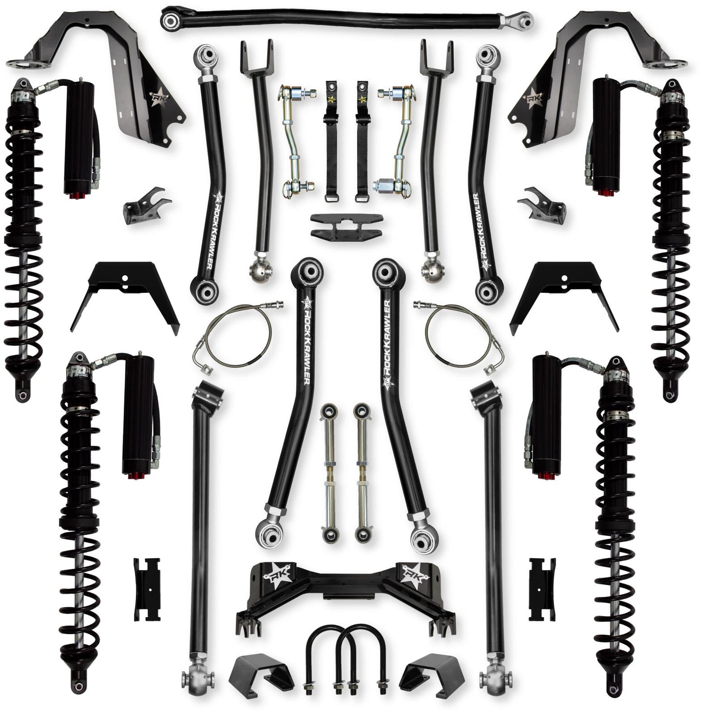 4.5 Inch Pro X Coilover Mid-Arm Suspension System for Jeep Gladiator JT Gas Models Trail Runner System Stage 2 Rock Krawler