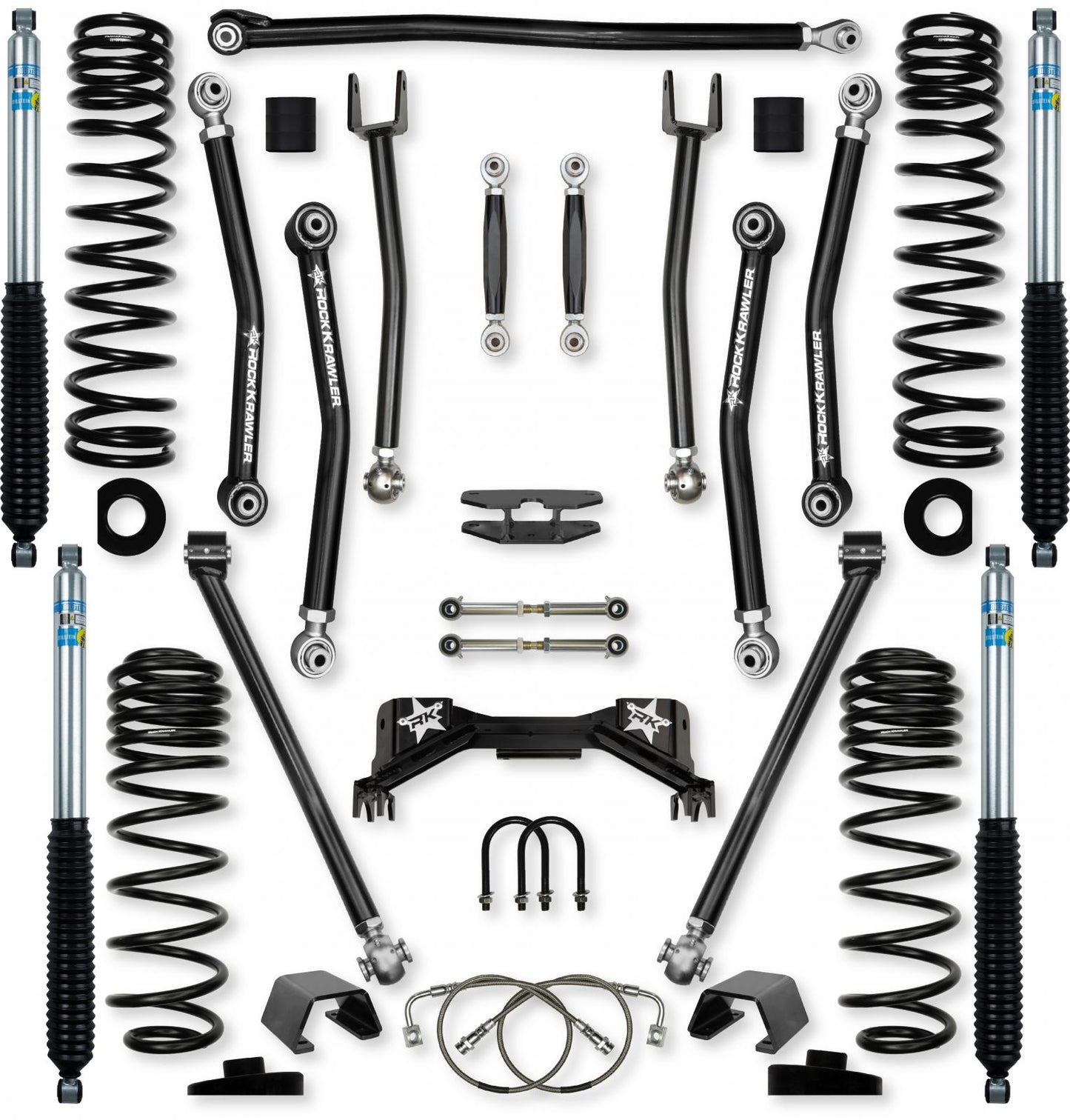 4.5 Inch Pro X No Limits Mid-Arm System for Jeep Gladiator JT Gas Models Comp Stage 1 With Bilstein Shocks Rock Krawler