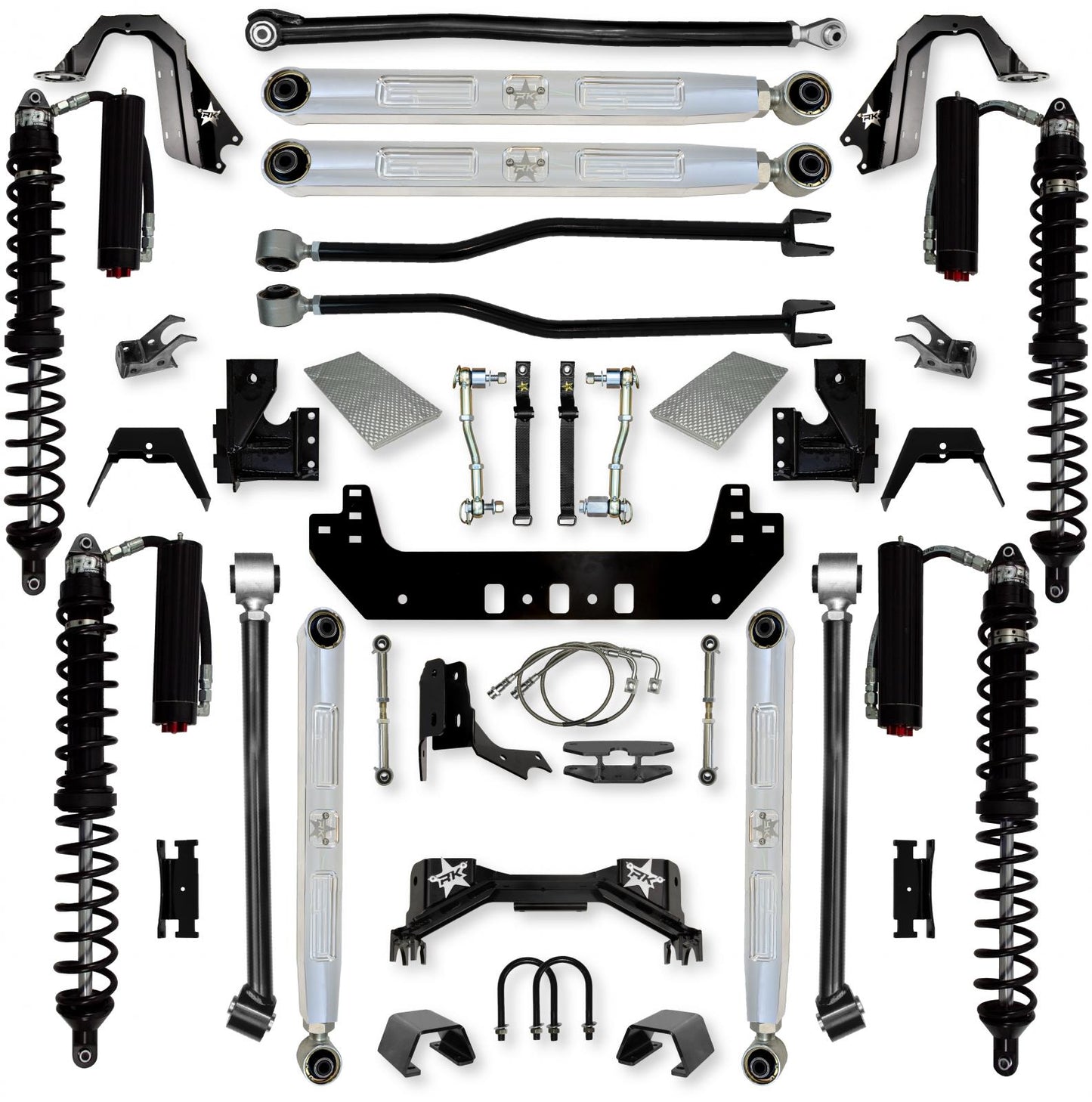 4.5 Inch Silverback Pro Elite COILOVERS Long-Arm Suspension System for Jeep Gladiator Gas Models Trail Runner System Stage 2 Rock Krawler