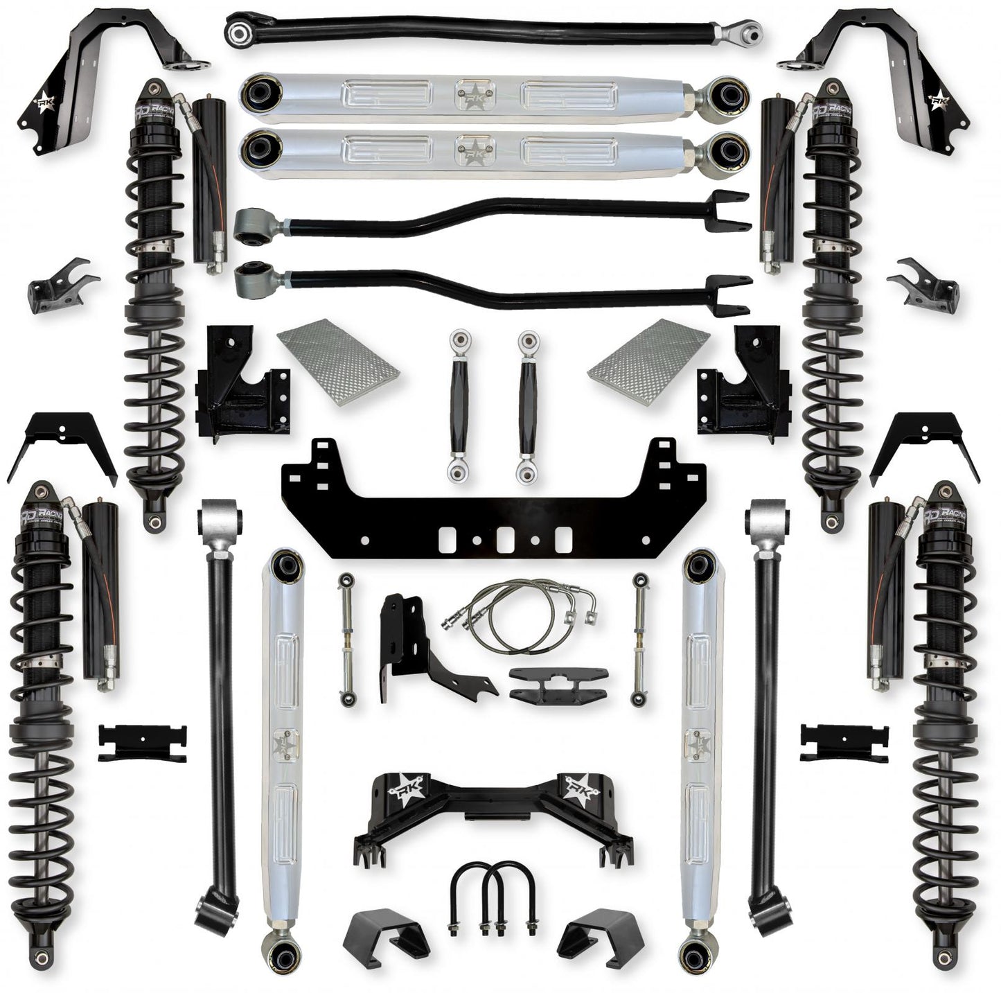 4.5 Inch Silverback Pro Elite Coilover No Limits Long-Arm Suspension System for Jeep Gladiator Gas Models Trail Runner System Stage 1 Rock Krawler