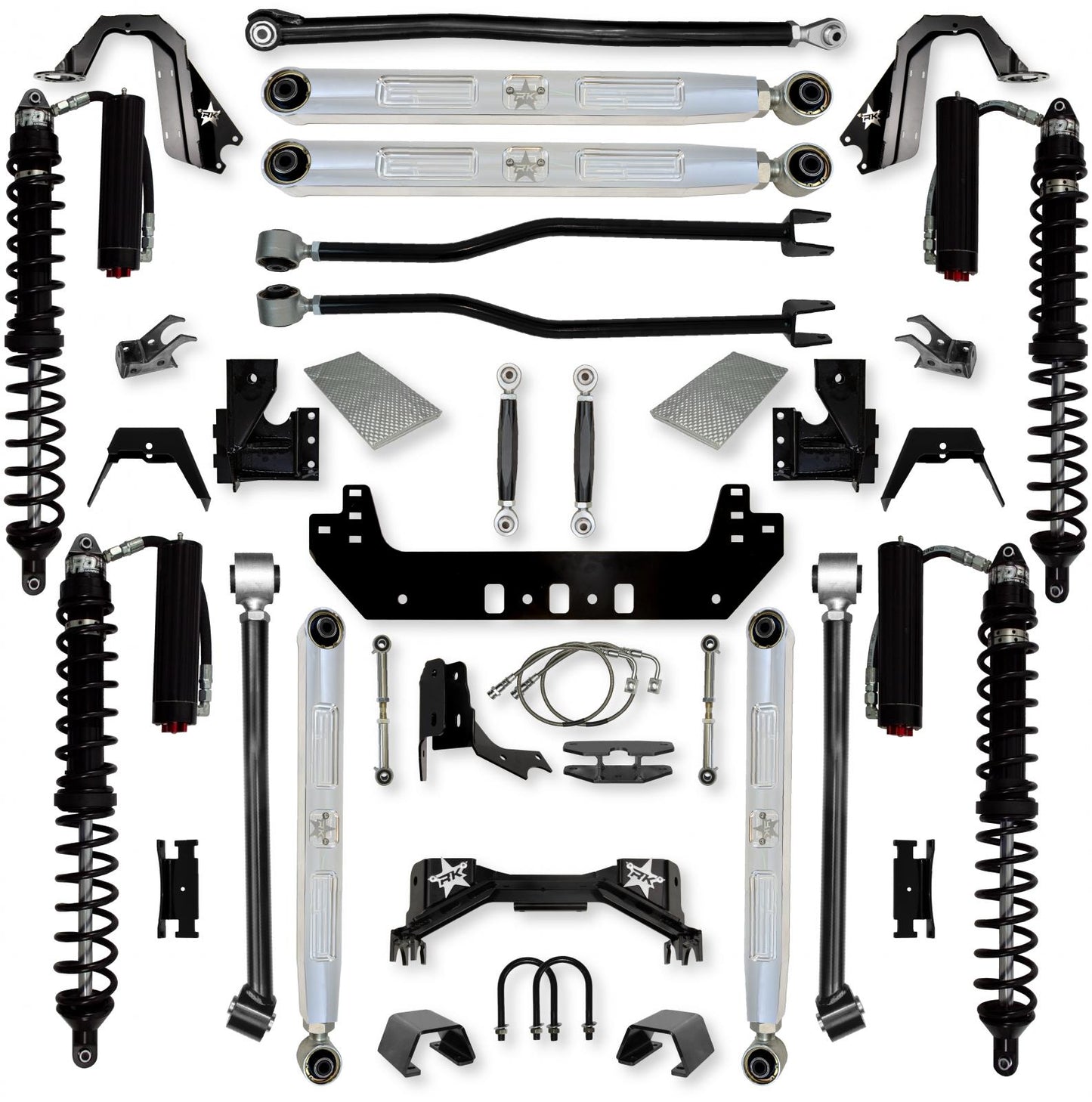 4.5 Inch Silverback Pro Elite Coilover No Limits Long-Arm Suspension System for Jeep Gladiator Gas Models Trail Runner System Stage 2 Rock Krawler