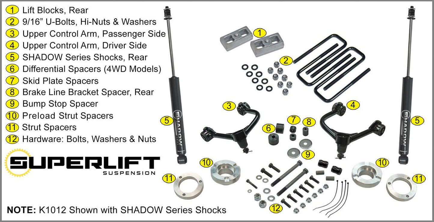 3 Inch Lift Kit with Shadow Shocks 2005-2023 Toyota Tacoma (will not fit Trd Pro models)(will Not fit 2WD with 5-lug wheels) Superlift-2