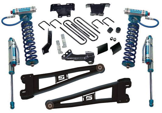 4 Inch Radius Arm Lift Kit 2023-2025 Ford F-250/F-350 4WD Diesel Engine with King Coilovers and Rear Reservoir Shocks Will Not work with Auto Leveling Headlight Function Superlift-1