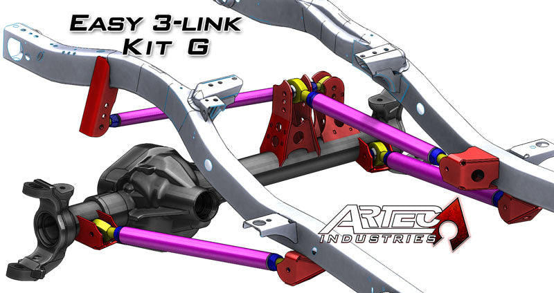 Easy 3 Link Kit G Adjustable Upper link No Tubing Outside Frame Centered Front Driver Rear Passenger Artec Industries-2