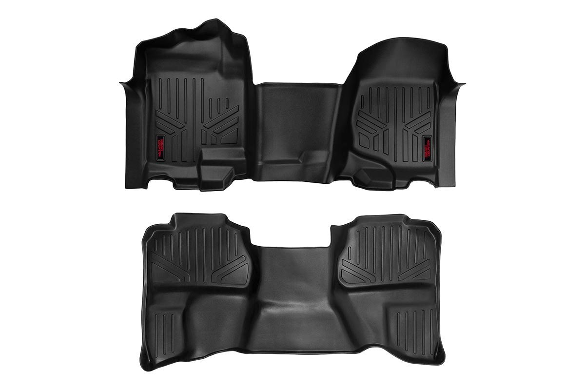Rough Country Heavy Duty Floor Mats Front/Rear-07-13 Silverado/Sierra 07-14 HD Ext. Cab Rough Country