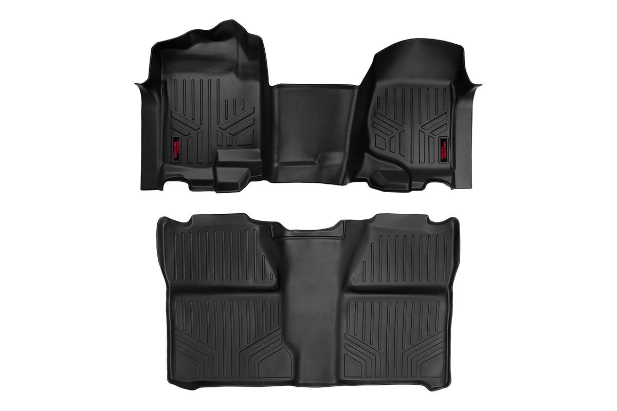 Rough Country Heavy Duty Floor Mats Front/Rear-07-13 Silverado/Sierra 07-14 HD Crew Cab Rough Country