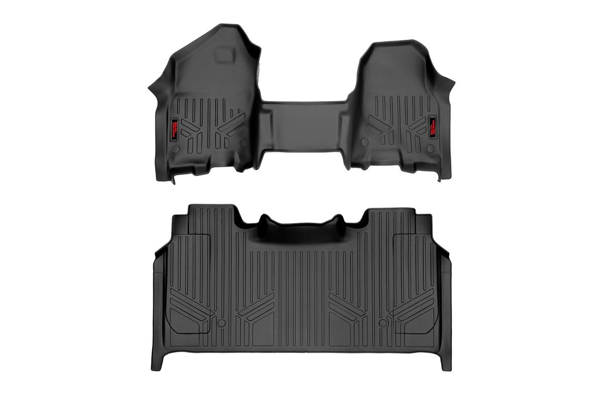 Rough Country Heavy Duty Floor Mats Front/Rear-19-20 RAM 1500 Crew Cab Half Console Rough Country