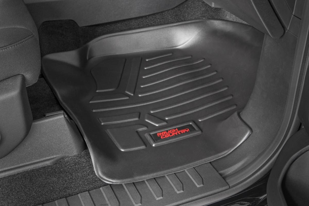 Rough Country Floor Mats Front Row Buckets w/Factory Under Seat Storage Ford F-150 2WD/4WD 15-Up Rough Country