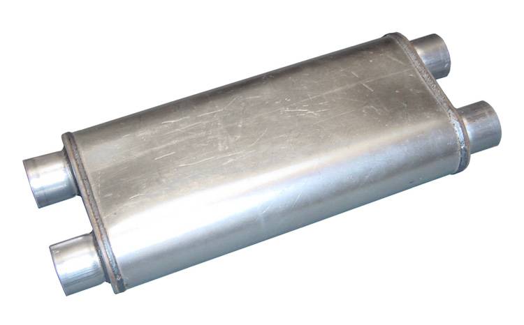 Race Pro Series Muffler 2.5 in Dual Inlet/Outlet 20 in L Hardware Not Incl Natural 409 Stainless Steel Pypes Performance Exhaust