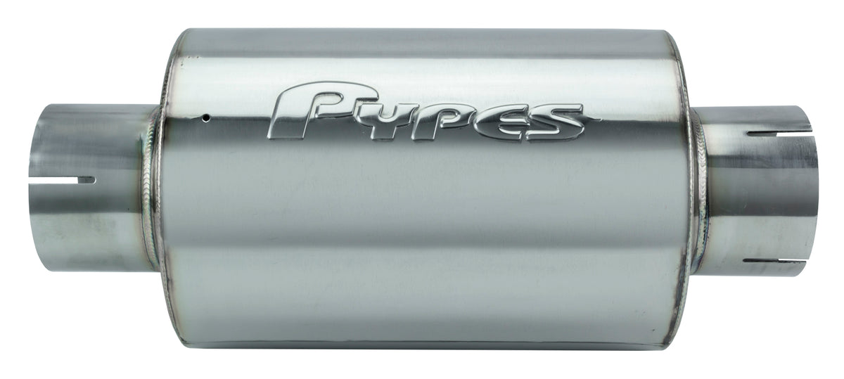 M-80 Series Muffler 3 in Round 6 in Width Hardware Not Incl Polished 304 Stainless Steel Pypes Performance Exhaust