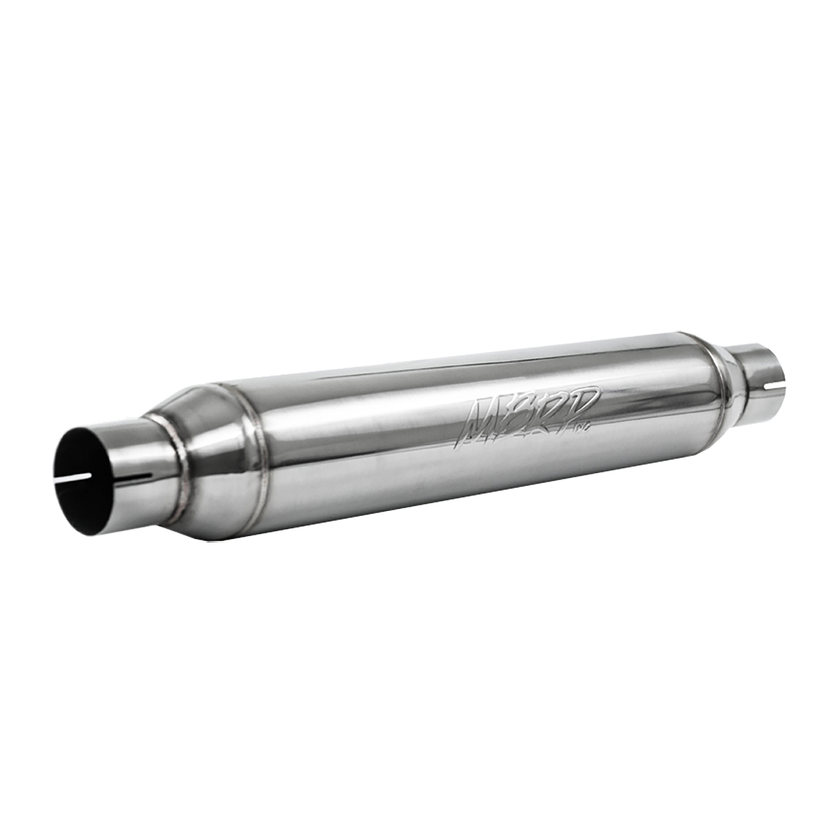 Exhaust Resonator 2.5 Inch Inlet/Outlet 22 Inch Body 26 Inch Overall T304 Stainless Steel MBRP