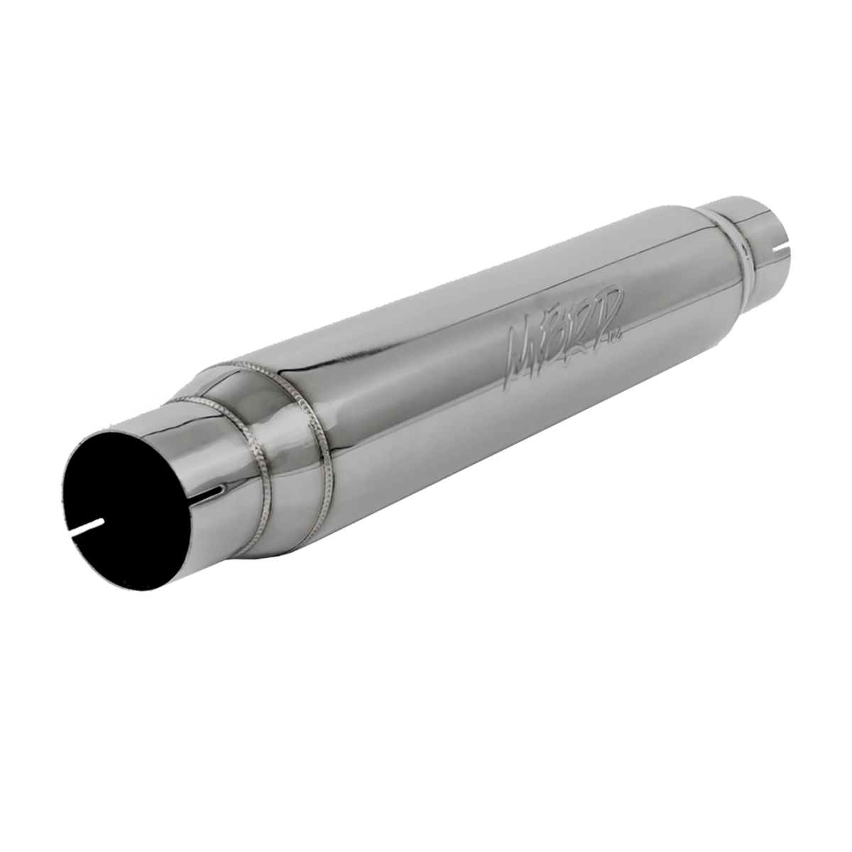 Exhaust Resonator 3 Inch Inlet/Outlet 22 Inch Body 26 Inch Overall T304 Stainless Steel MBRP