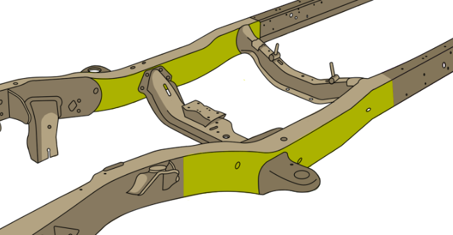 Rust Buster Frameworks 97-99 Dodge Dakota Club Cab 6.5 Foot Bed 4wd Front Frame Section - Right Rust Buster Frameworks