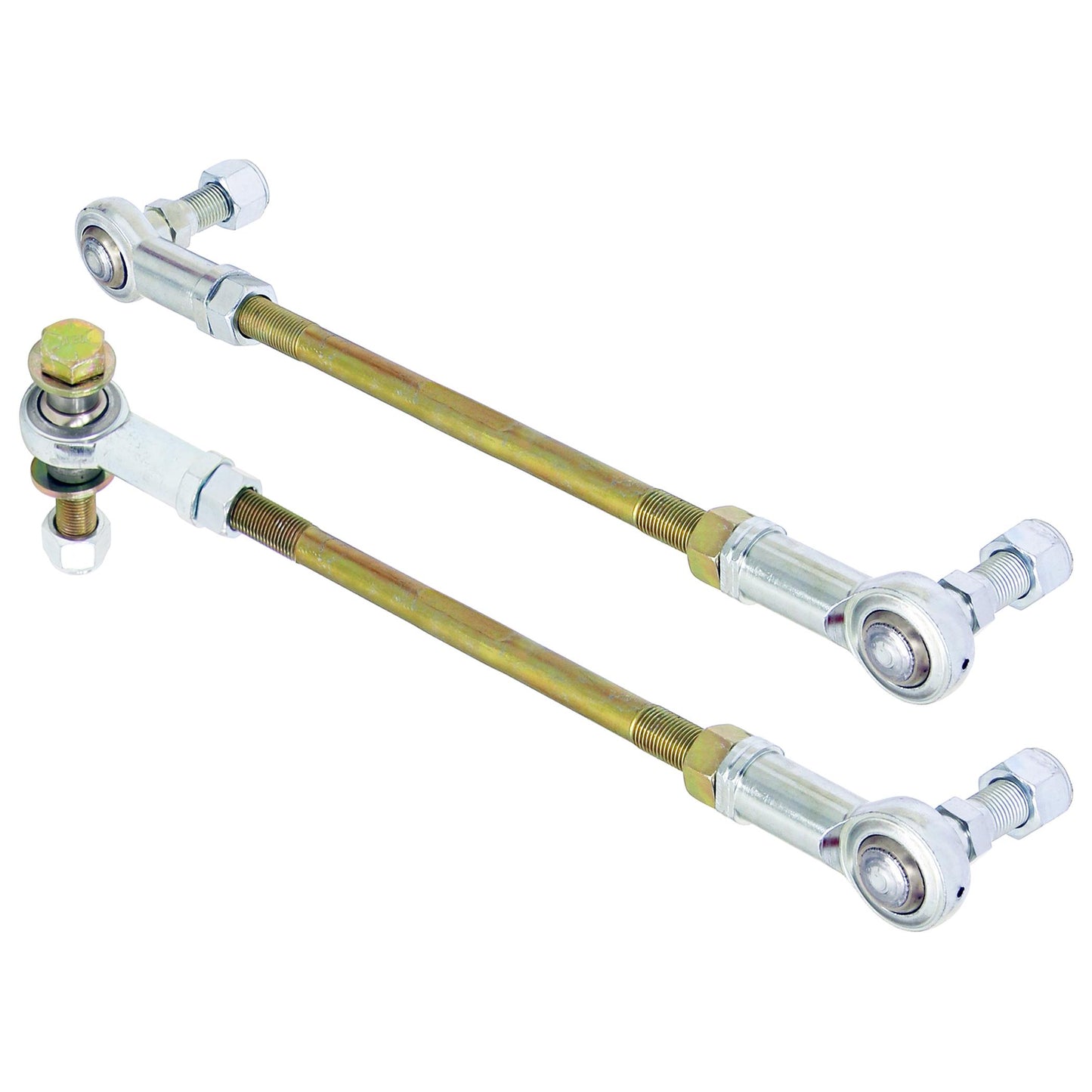 Adjustable Sway Bar End Link Kit for JL/JT Front (10 1/2 Inch Long Rods w/ heim joints and Jam Nuts pair) RockJock 4x4