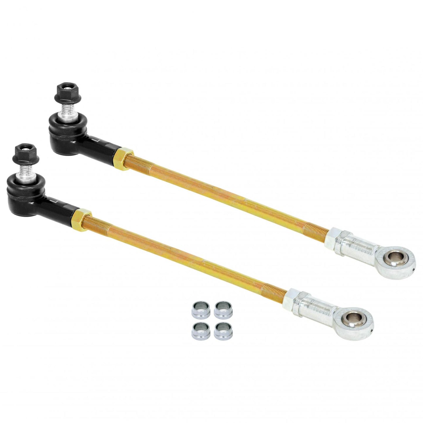 Adjustable Sway Bar End Link Kit for JT Rear (12 1/2 Inch Long Rods Sealed Rod Ends Thru-Bolt Heims Jam Nuts Misalignment Spacers pair) RockJock 4x4