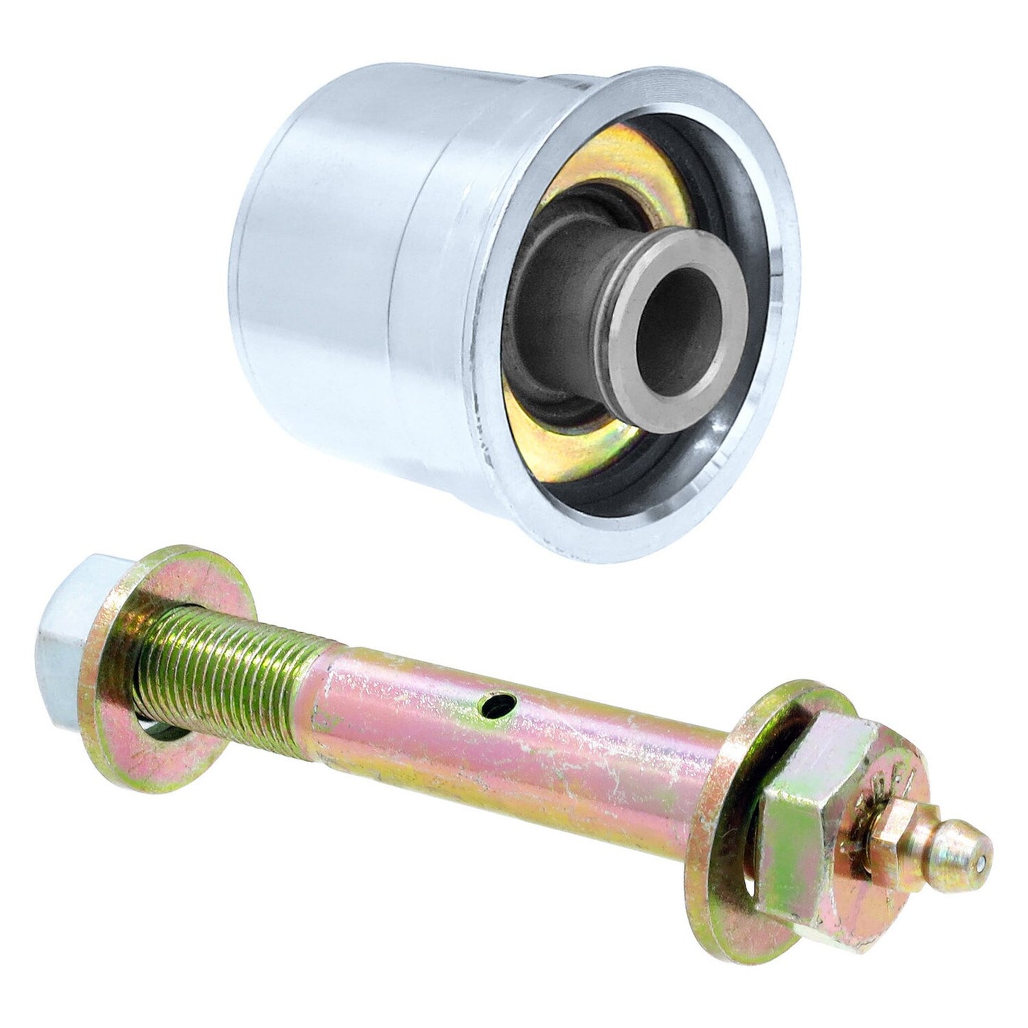 Johnny Joint Rod End 2 Inch Machined Press-In 2 Inch X .500 Inch Ball Internally Greased Incl. Greasable Bolt Fits JL/JT Front End Housing (All Factory Axle Housings) RockJock 4x4