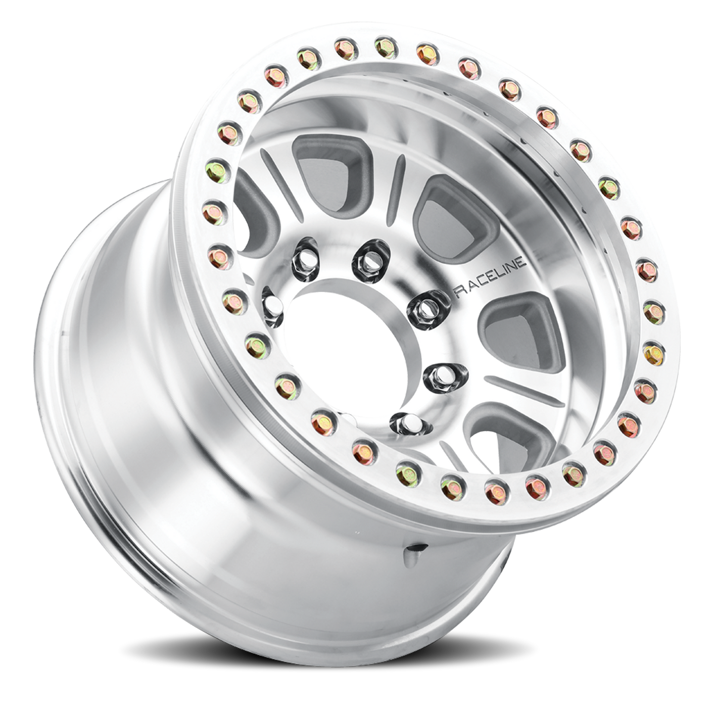 Raceline Wheels Aluminum Wheels 17x9.5 Monster Beadlock RT233 Silver Machined Raceline Wheels