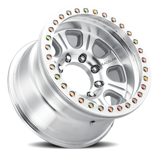 Aluminum 17x9.5 Monster Beadlock RT233 Silver Machined Raceline Wheels-1