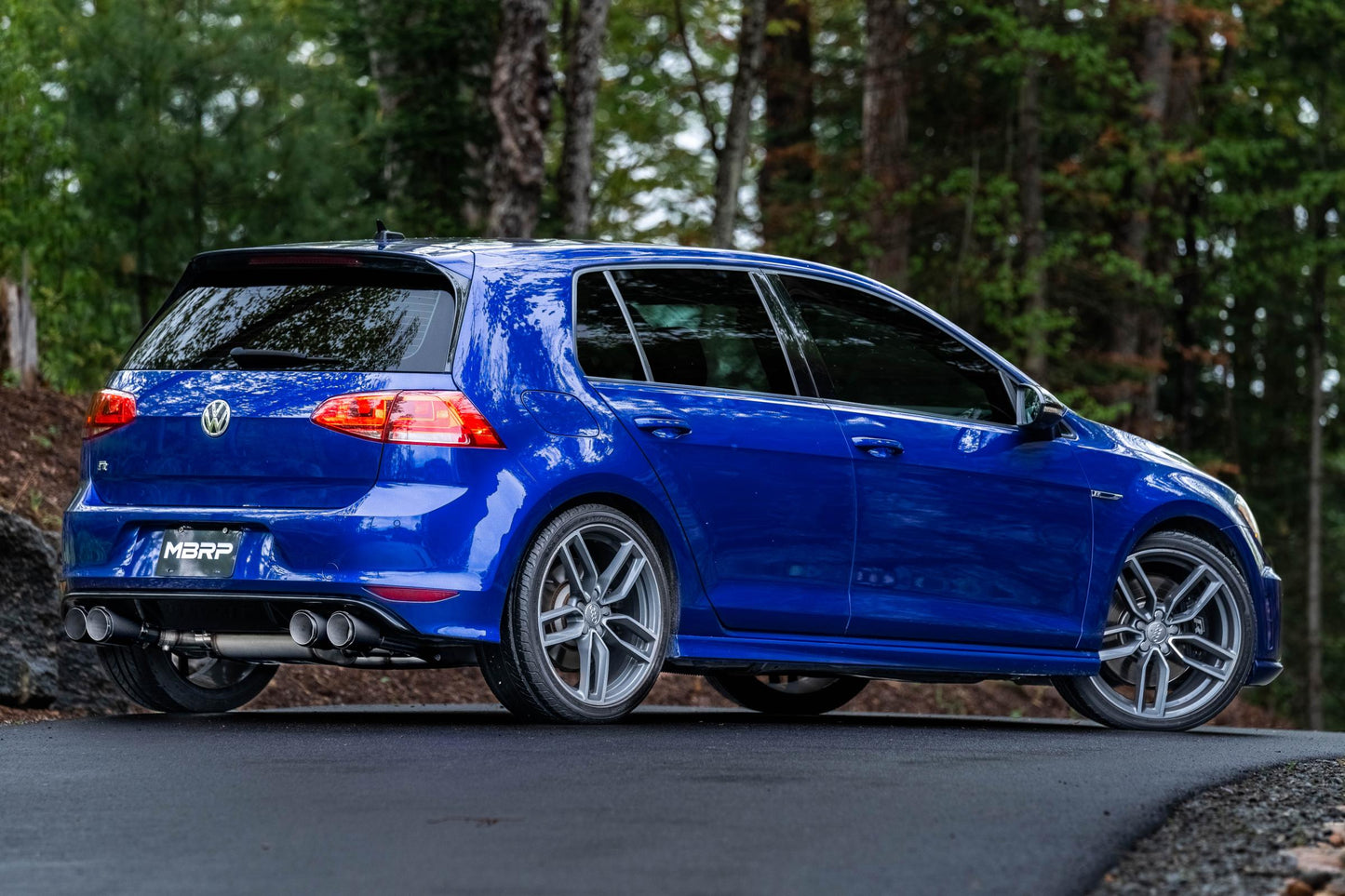 2015-21VW Golf R T304 Stainless Steel 3 inch Cat-Back Active Quad Rear Exit with Carbon Fiber Tips MBRP-7