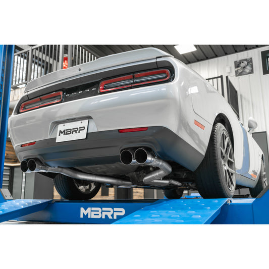 2015-2016 Dodge Challenger Aluminized Steel 3 Inch Dual Rear Cat-Back Quad Tips (Race Version) Exhaust System MBRP-1
