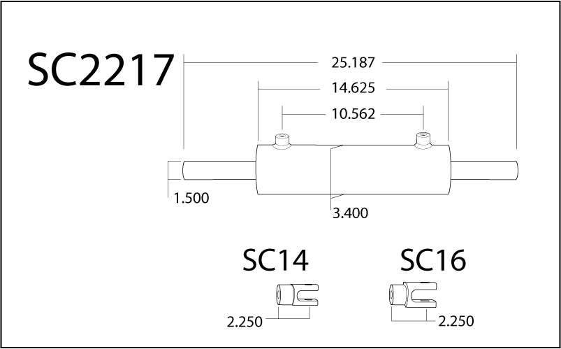 PSC Steering Double Ended XD Steering Cylinder Kit for Full Hydraulic Steering Systems, 3.0 Inch X 9.0 Inch X 1.50 Inch Rod PSC Performance Steering Components