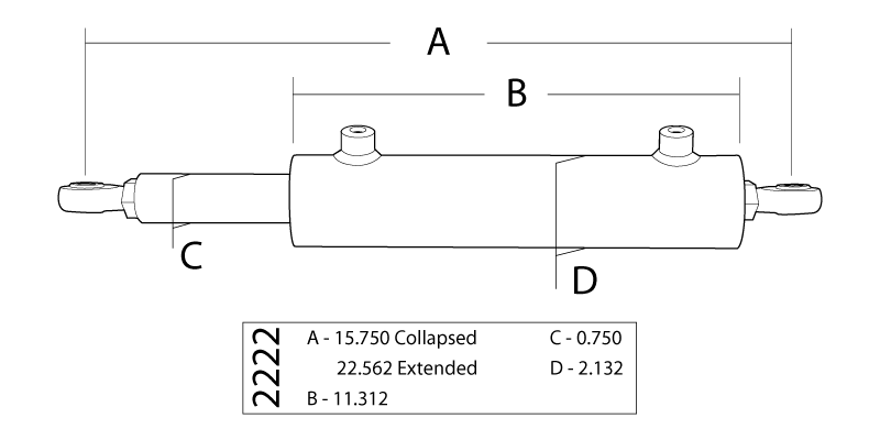 PSC Steering Single Ended Steering Cylinder Kit, 1.75 Inch X 6.75 Inch X 0.750 Inch Rod PSC Performance Steering Components