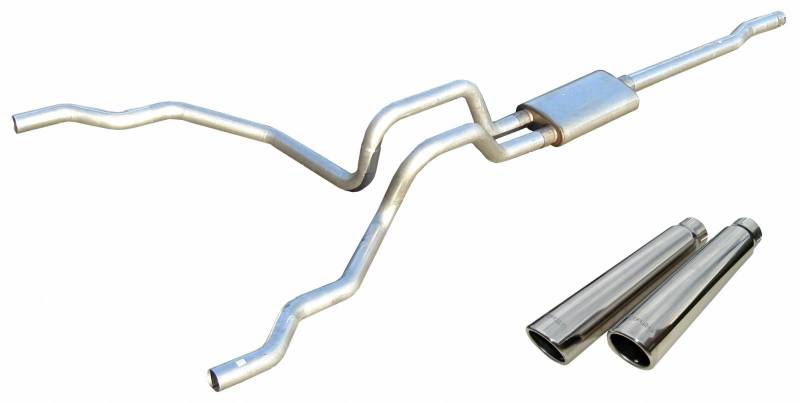 Violator Series Cat Back System 98-03 Ford F150 Split Rear Dual Exit 3 in Intermediate And 2.5 in Tail Pipe Violator Muffler/Hardware/3.5 in Polished Tips Incl Pypes Performance Exhaust