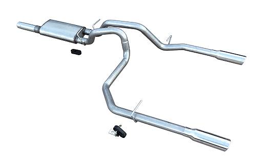 Violator Series Cat Back System 10-24 GM 1500 62 Liter Split Rear Dual Exit 3 in Intermediate And 2.5 in Tail Pipe Violator Muffler/Hardware/3.5 in Polished Tips Incl Pypes Performance Exhaust