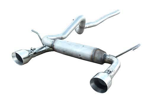 Cat Back System 07-18 Wrangler JK 2 Door Split Rear Dual Exit 2.5 in Intermediate And Tail Pipe Street Pro Muffler/Hardware/4.5 in Polished Tips Incl Natural Finish 409 Stainless Steel Pypes Performance Exhaust