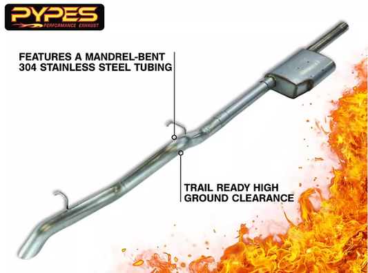 Cat Back System 07-18 Jeep Wrangler JK 4 Door High Ground Clearance Single Rear Exit 2.5 in Intmd/Tail Pipe Street Pro Muffler/Hardware Incl Tip Not Incl Natural Finish 304 Stainless Steel Pypes Performance Exhaust-1