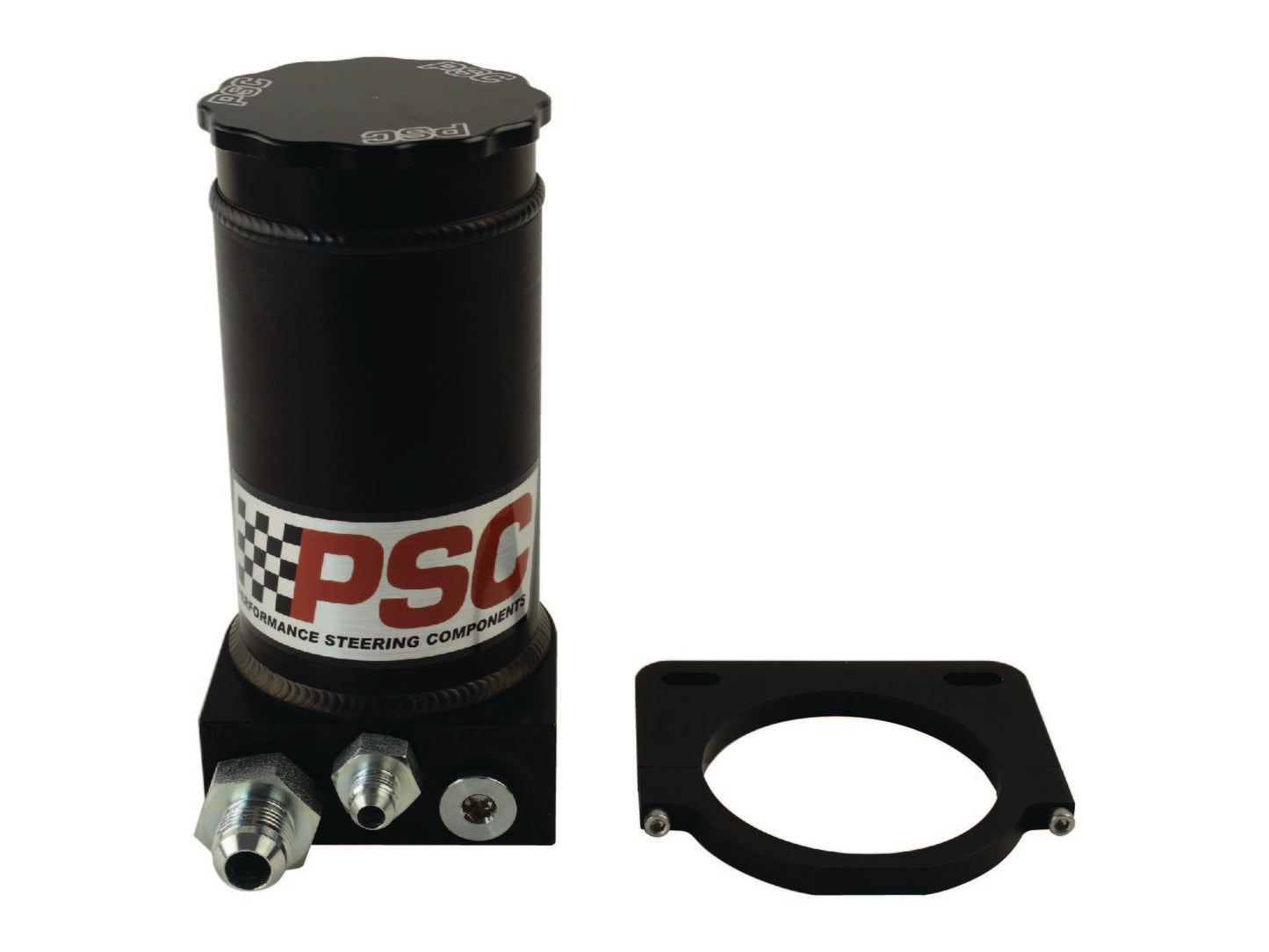 Pro Touring Black Anodized Remote Reservoir Kit, #6AN Return #10AN Feed Performance Components PSC Steering