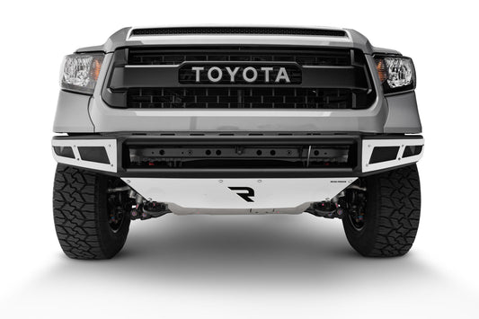 M-RDS Front Bumper Pre-Runner Radius Style 1 Piece with Integrated Brushed Aluminum Skid Plate 2014-2021 Toyota Tundra Gloss Black NFab-1