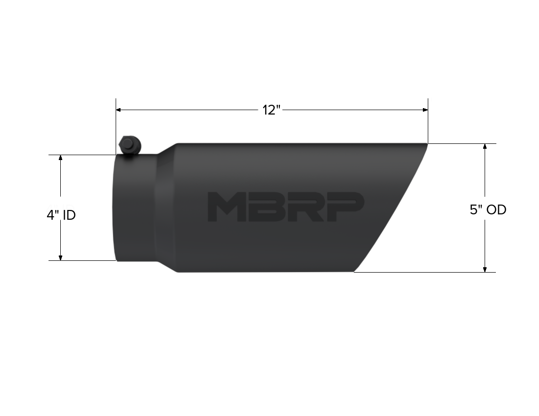 Exhaust Tip 5 Inch O.D. Dual Wall Angled 4 Inch Inlet 12 Inch Length-Black Finish MBRP-1
