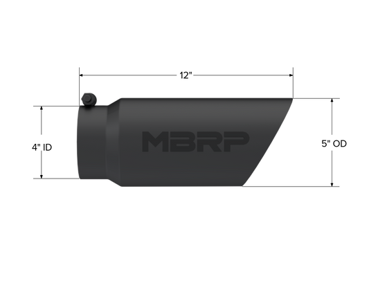 Exhaust Tip 5 Inch O.D. Dual Wall Angled 4 Inch Inlet 12 Inch Length-Black Finish MBRP-1