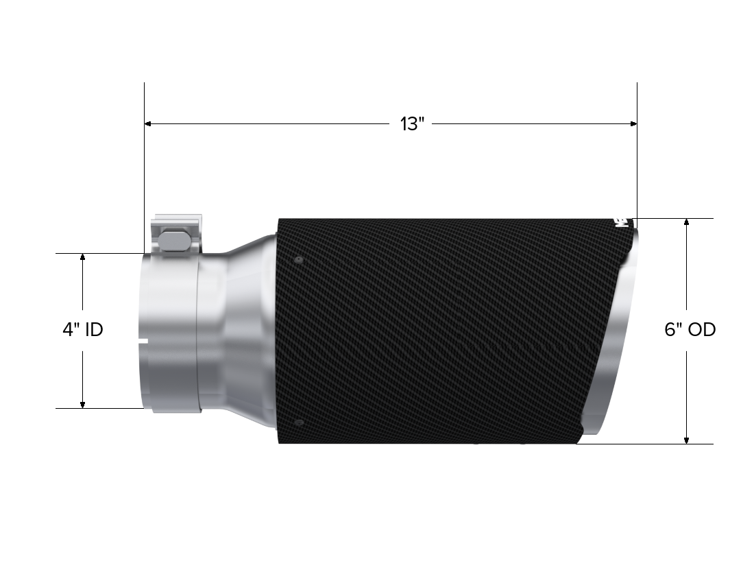 Universal Carbon Fiber 4-Inch Inlet 6-Inch OD 12-Inch Length Dual Wall Angle Cut MBRP-1