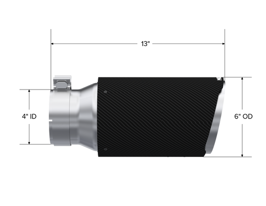 Universal Carbon Fiber 4-Inch Inlet 6-Inch OD 12-Inch Length Dual Wall Angle Cut MBRP-1