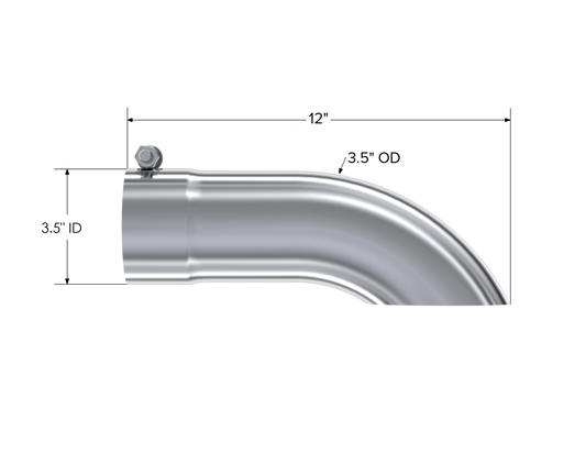 Exhaust Tail Pipe Tip 3.5 Inch O.D. Turn Down 3.5 Inch Inlet 12 Inch Length T304 Stainless Steel MBRP-1